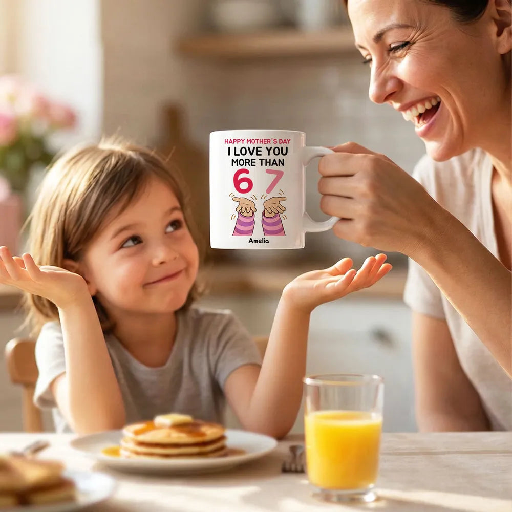 Happy Mother's Day White Ceramic Mug, Personalized 67 Trend Saying Design, Sweet Unique Gift for Mom From Kids