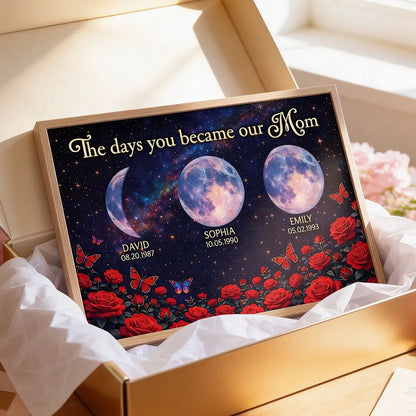 Personalized Moon Phase Rose Night Sky Poster for Mom - Custom Keepsake Wall Art, Unique Gift
