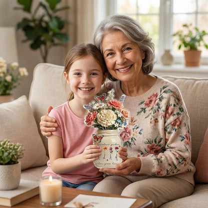 Personalized Shaped Acrylic Block Plaque Grandma's Garden Flower Jar for Shelf Decor, Unique Mother's Day Gift for Grandma
