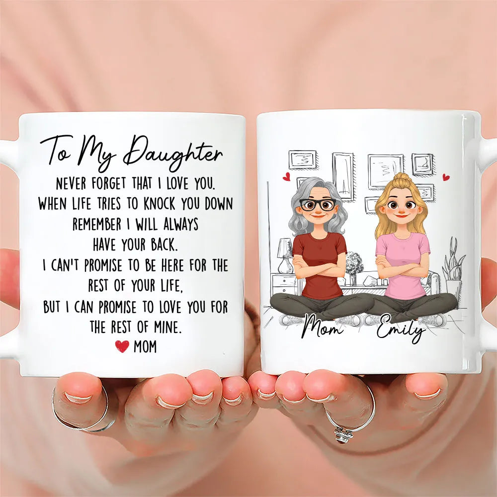 Personalized White Ceramic Mug With Mom and Son Cartoon Quote, Unique Encouraging Gift for Son From Mom