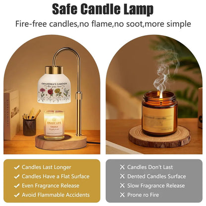 Grandma's Garden Candle Warmer Lamp, Personalized Floral Keepsake for Her Nightstand, Sweet Unique Gift from Grandkids
