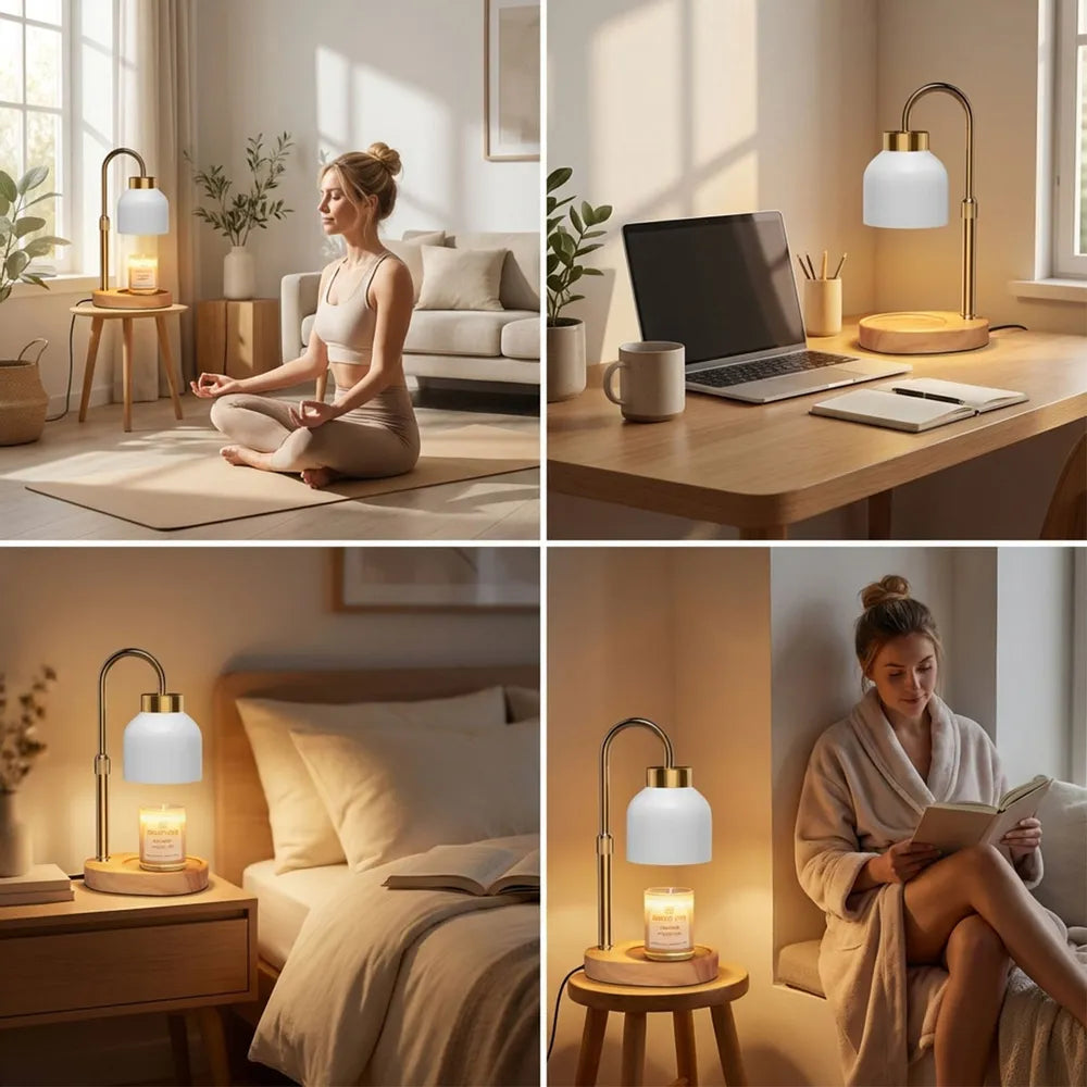 Personalized Candle Warmer Lamp with Golden Moon Phases for Grandma - Unique Gift for a Cozy Nightstand Glow