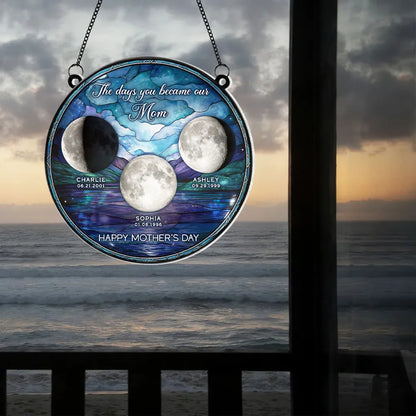 Personalized Moon Phase Acrylic Suncatcher Ornament for Window Decor, A Unique Mother's Day Gift for Mom
