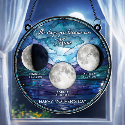 Personalized Moon Phase Acrylic Suncatcher Ornament for Window Decor, A Unique Mother's Day Gift for Mom