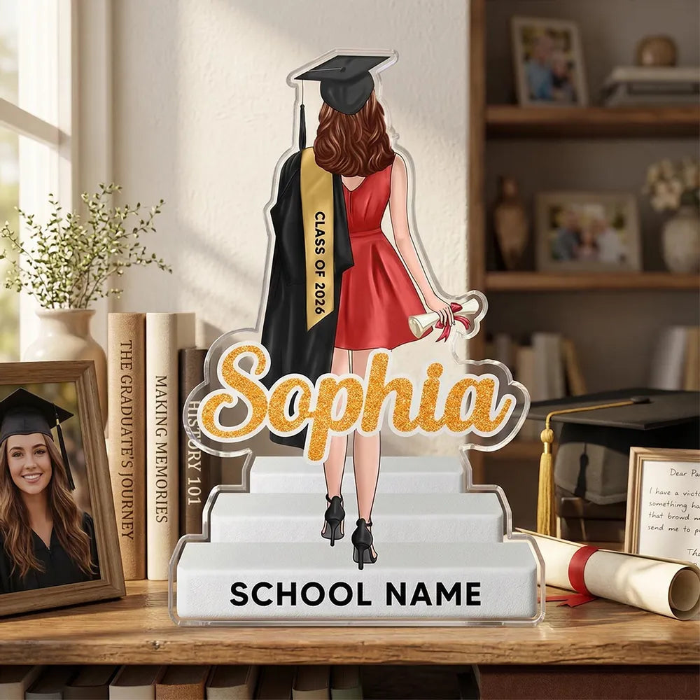 Custom Shaped Acrylic Block Plaque with Grad Cap and Diploma, Class Ce ...