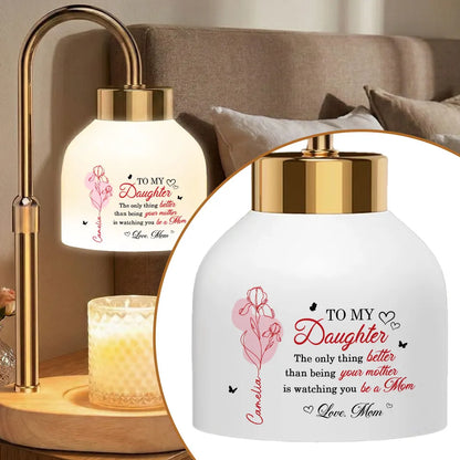 Candle Warmer Lamp Personalized for Daughter, Heartwarming New Mom Message, Sweet Bedroom Nightstand Gift