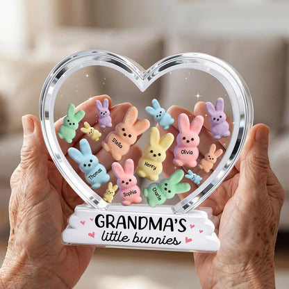 Personalized Shaped Acrylic Block Plaque Grandma's Little Bunnies Heart Easter Decor, Unique Gift for Grandma