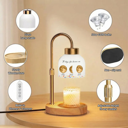 Personalized Candle Warmer Lamp with Golden Moon Phases for Grandma - Unique Gift for a Cozy Nightstand Glow