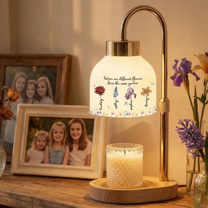 Candle Warmer Lamp For Sisters, Sisters Are Different Flowers From The Same Garden, Personalized Floral Keepsake Gift