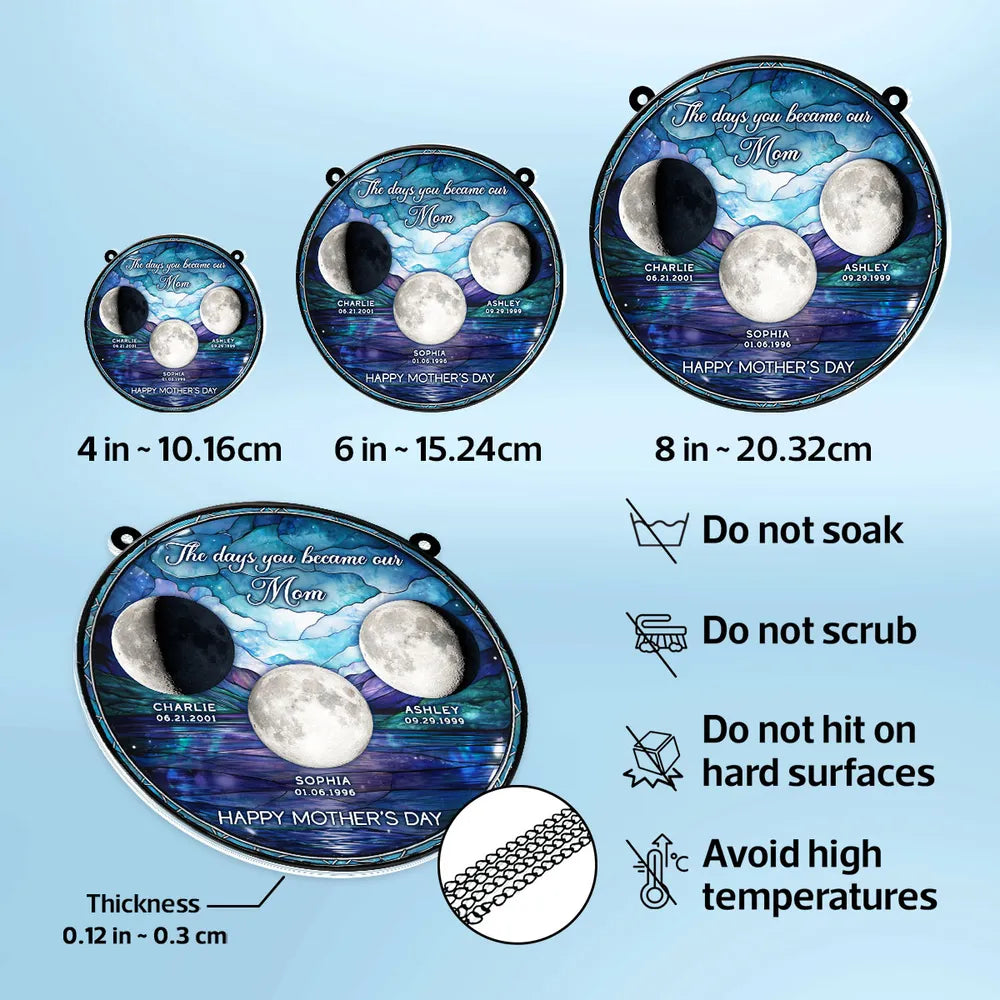 Personalized Moon Phase Acrylic Suncatcher Ornament for Window Decor, A Unique Mother's Day Gift for Mom