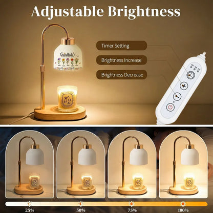 Personalized Candle Warmer Lamp with Grandkids Make Life More Grand Floral Art - Unique Mother's Day Gift for Grandma