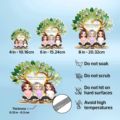 Acrylic Suncatcher Ornament with Mother and Daughters Forever Linked Together - Personalized Sunlit Window Gift for Mom