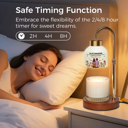 To My Daughter Personalized Candle Warmer Lamp With Mom and Daughter Illustration, Warm Glow Home Decor, Thoughtful Gift