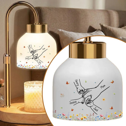 Personalized Candle Warmer Lamp with Grandma Mom Kids Holding Hands Outline, Cozy Bedroom Glow, Unique Gift for Grandma