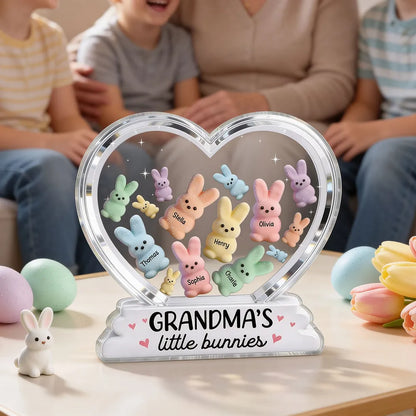 Personalized Shaped Acrylic Block Plaque Grandma's Little Bunnies Heart Easter Decor, Unique Gift for Grandma