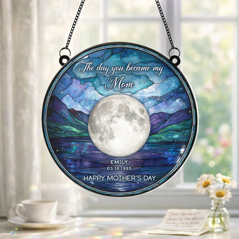 Personalized Moon Phase Acrylic Suncatcher Ornament for Window Decor, A Unique Mother's Day Gift for Mom