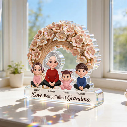 Personalized Shaped Acrylic Block Plaque Love Being Called Grandma Floral Arch Family Keepsake Unique Gift for Grandma