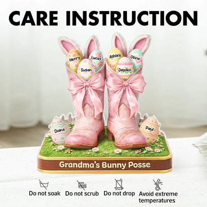 Personalized Shaped Acrylic Block Plaque Grandma's Bunny Posse Easter Boots Shelf Decor, Unique Gift for Grandma