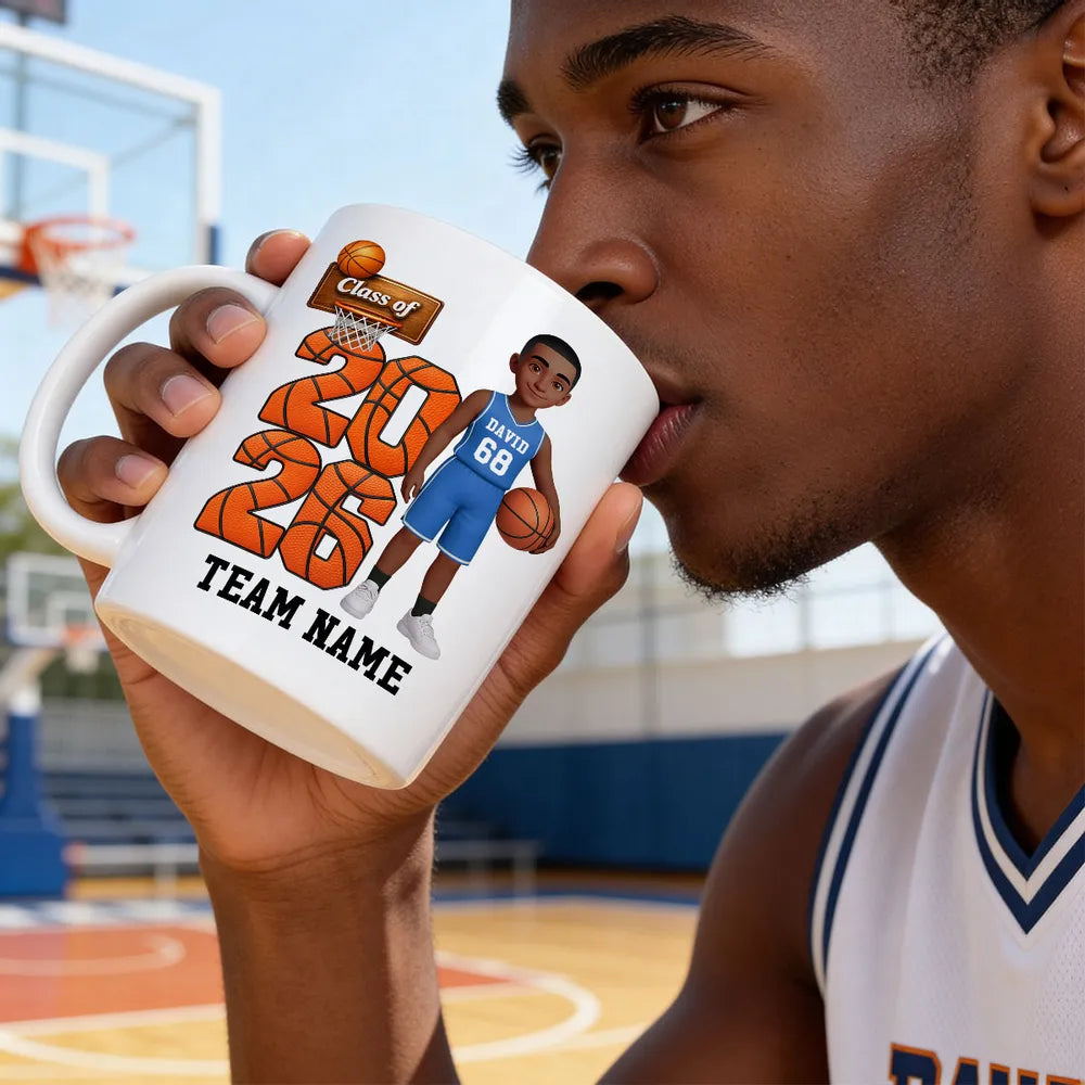 Class of Basketball Two-Tone Mug, Personalized Team Spirit Design - Daily Coffee Keepsake Gift For Son Or Daughter