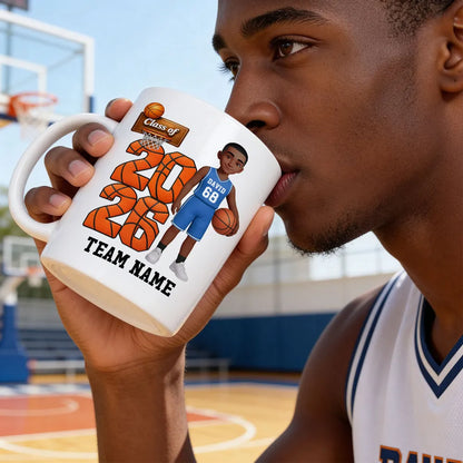 Class of Basketball Two-Tone Mug, Personalized Team Spirit Design - Daily Coffee Keepsake Gift For Son Or Daughter