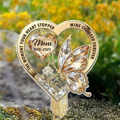 Custom Acrylic Garden Stake with Heart Quote and Butterfly - Unique Remembrance Gift That Keeps Love Close