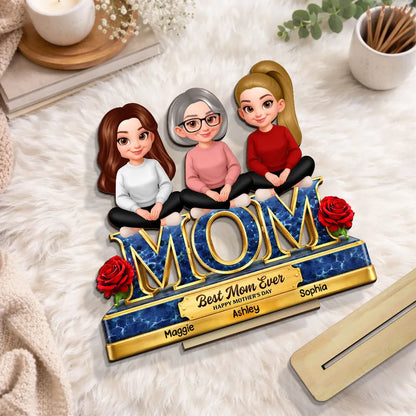 Personalized 2-Layer Wooden Plaque Best Mom Ever Design for Mother's Day, Sweet Family Keepsake, Unique Gift for Mom