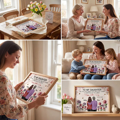 Personalized Mother to Daughter Floral Poster Happy Mother's Day Quote, Heartwarming Unique Gift for Mom