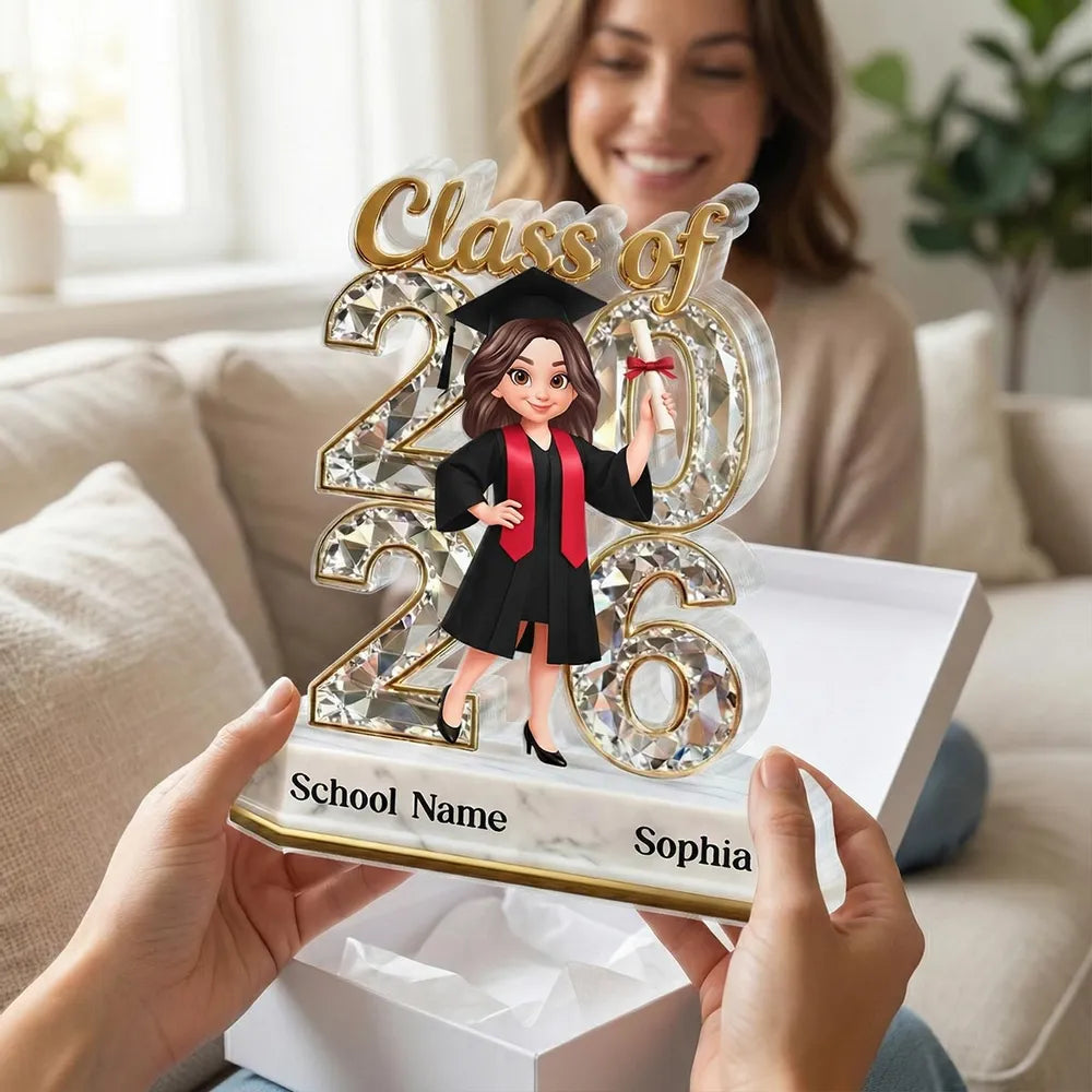 Graduation Shaped Acrylic Block Plaque, Personalized Class of Keepsake ...