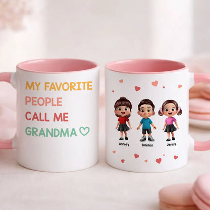 Personalized Ceramic Mug 'My Favorite People Call Me Grandma' Cute Kids Design Unique Gift for Grandma