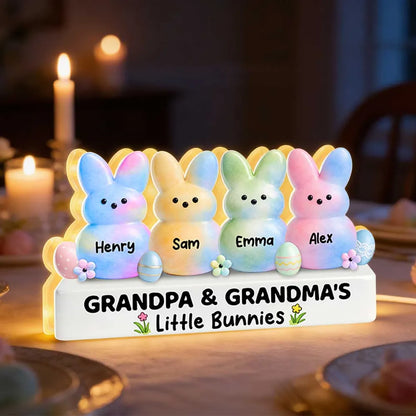 Personalized Easter Bunny Acrylic Light Box, Grandpa & Grandma's Little Bunnies Cute Night Light, Unique Gift for Grandparents