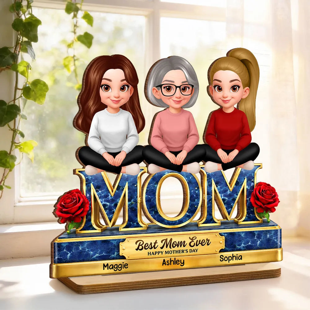 Personalized 2-Layer Wooden Plaque Best Mom Ever Design for Mother's Day, Sweet Family Keepsake, Unique Gift for Mom