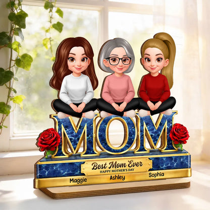 Personalized 2-Layer Wooden Plaque Best Mom Ever Design for Mother's Day, Sweet Family Keepsake, Unique Gift for Mom