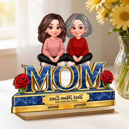 Personalized 2-Layer Wooden Plaque Best Mom Ever Design for Mother's Day, Sweet Family Keepsake, Unique Gift for Mom