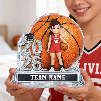 Personalized Basketball Graduation Shaped Acrylic Block Plaque, Class of Keepsake, Unique Gift for Senior Athletes