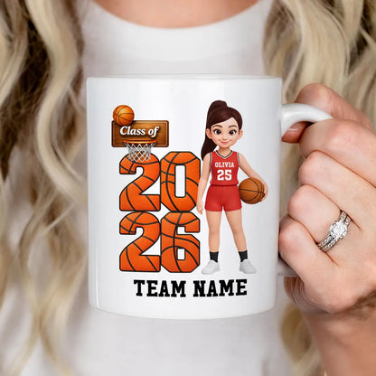 Class of Basketball Two-Tone Mug, Personalized Team Spirit Design - Daily Coffee Keepsake Gift For Son Or Daughter