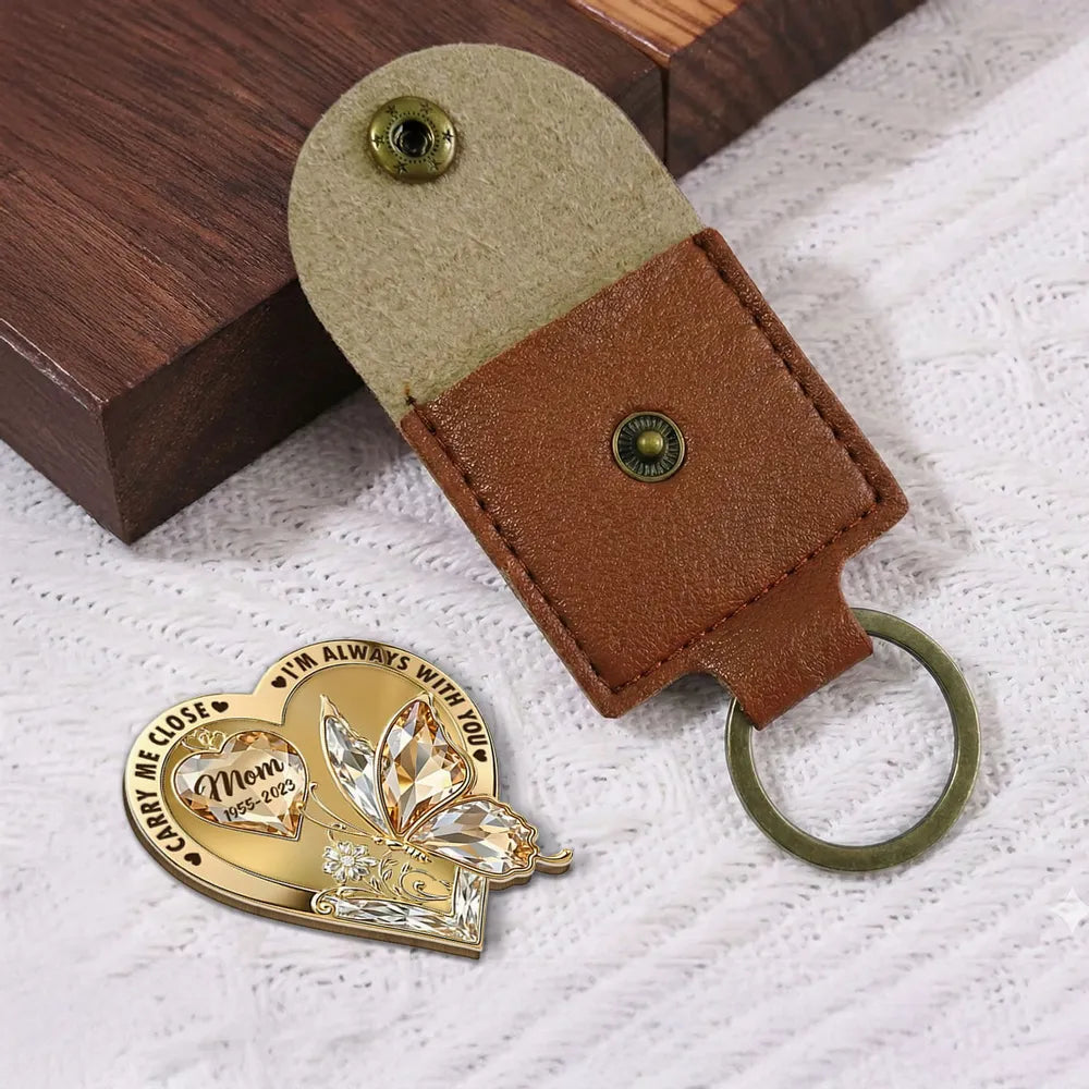 Wooden Pocket Hug for Loss of Mom - Heart Butterfly Memorial Keychain Keepsake, I'm Always With You Sympathy Gift