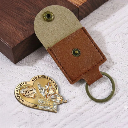 Wooden Pocket Hug for Loss of Mom - Heart Butterfly Memorial Keychain Keepsake, I'm Always With You Sympathy Gift