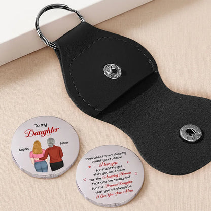 Personalized Pocket Hug for Daughter from Mom - Back View Hug Illustration Keepsake, Unique Gift She Can Carry Daily