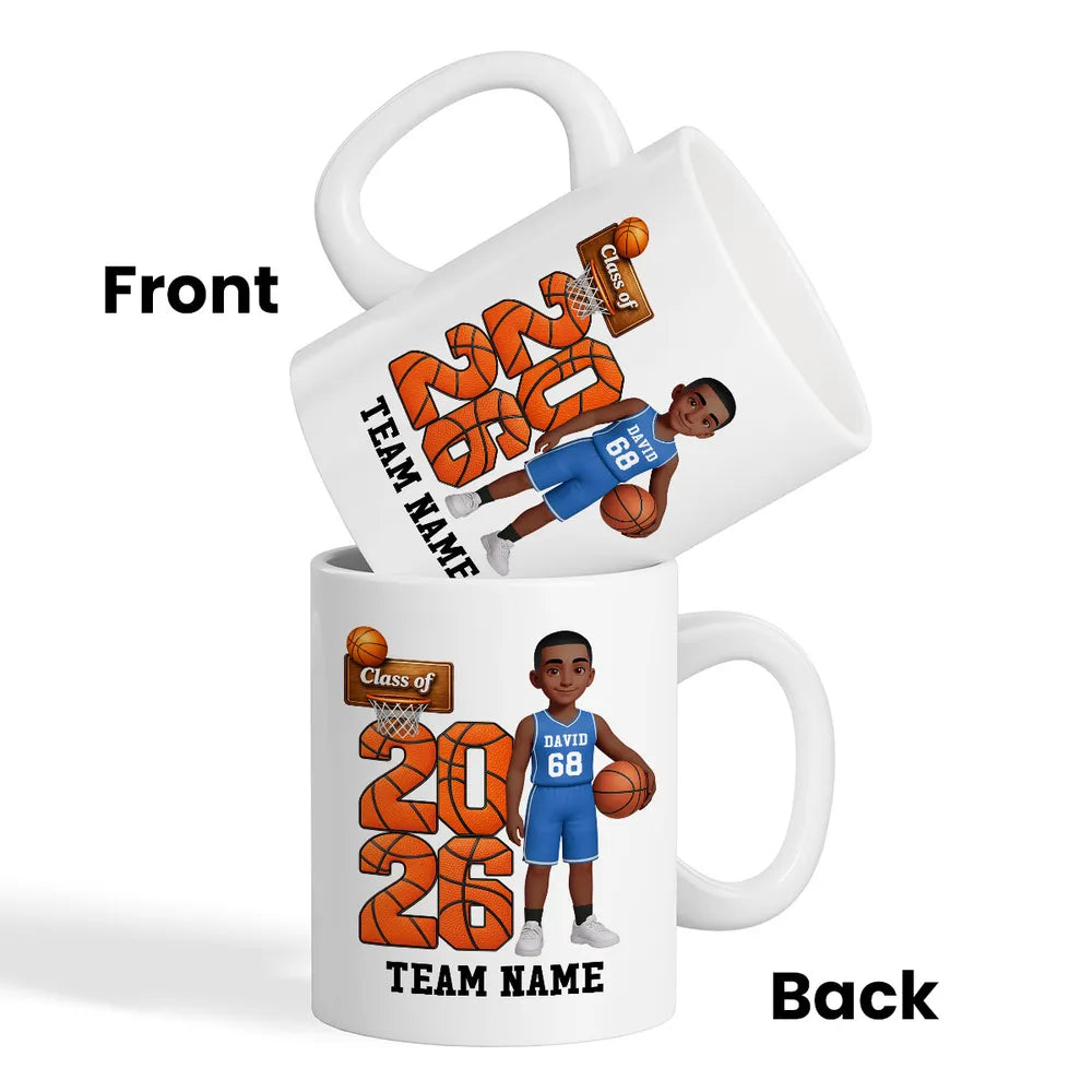 Class of Basketball Two-Tone Mug, Personalized Team Spirit Design - Daily Coffee Keepsake Gift For Son Or Daughter