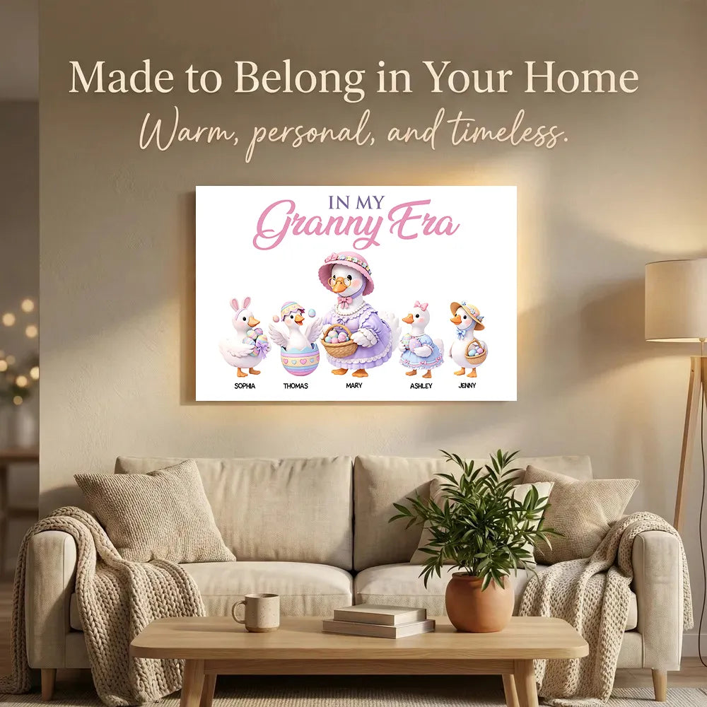 In My Granny Era Personalized Poster, Cute Easter Ducks with Baskets, Unique Gift for Grandma, Sweet Wall Art
