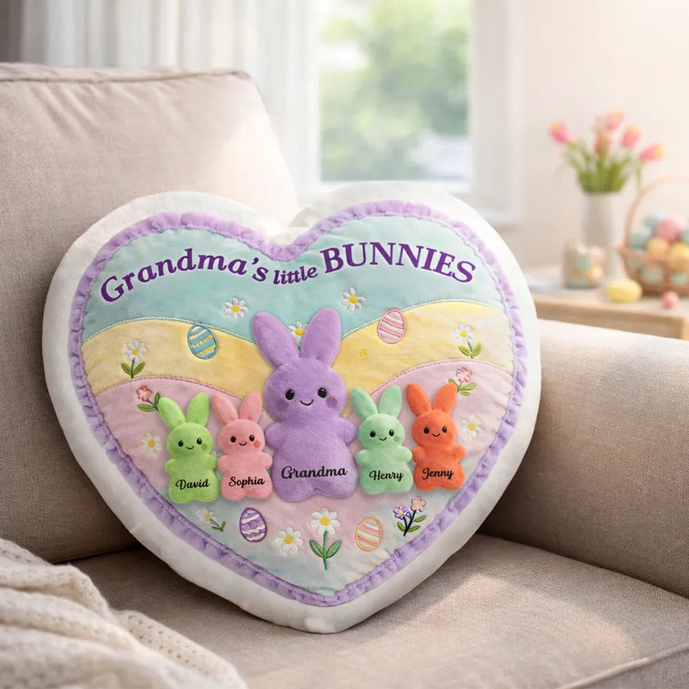 Personalized Shaped Pillow, Grandma's Little Bunnies Easter Decor, Heartwarming Unique Gift for Grandma