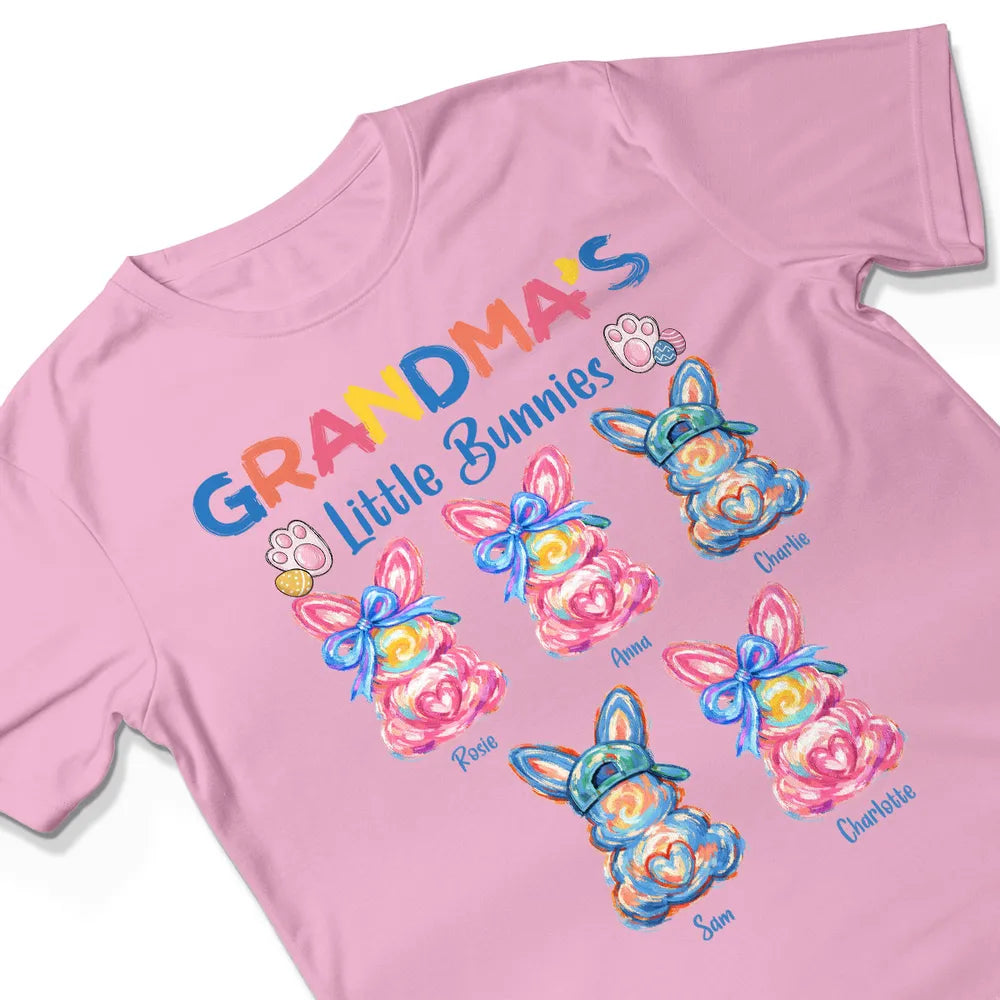 Personalized Grandma's Little Bunnies Classic Tee, Colorful Brushstroke Easter Gift for Grandma, Cute Custom Bunny Shirt