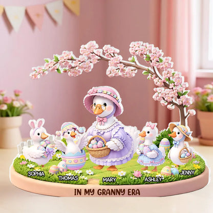 Personalized Shaped Acrylic Block Plaque In My Granny Era Cute Easter Duck Family Shelf Decor, Unique Gift for Grandma