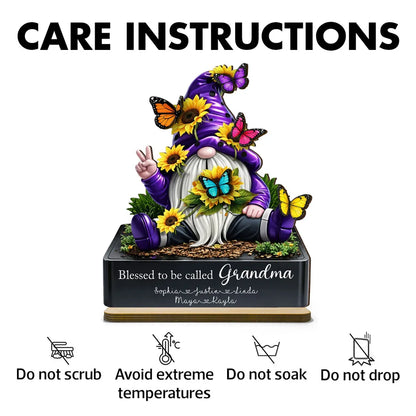 Personalized 2-Layer Wooden Plaque Gnome With Sunflowers & Butterflies for Grandma, Unique Gift With Heartfelt Message