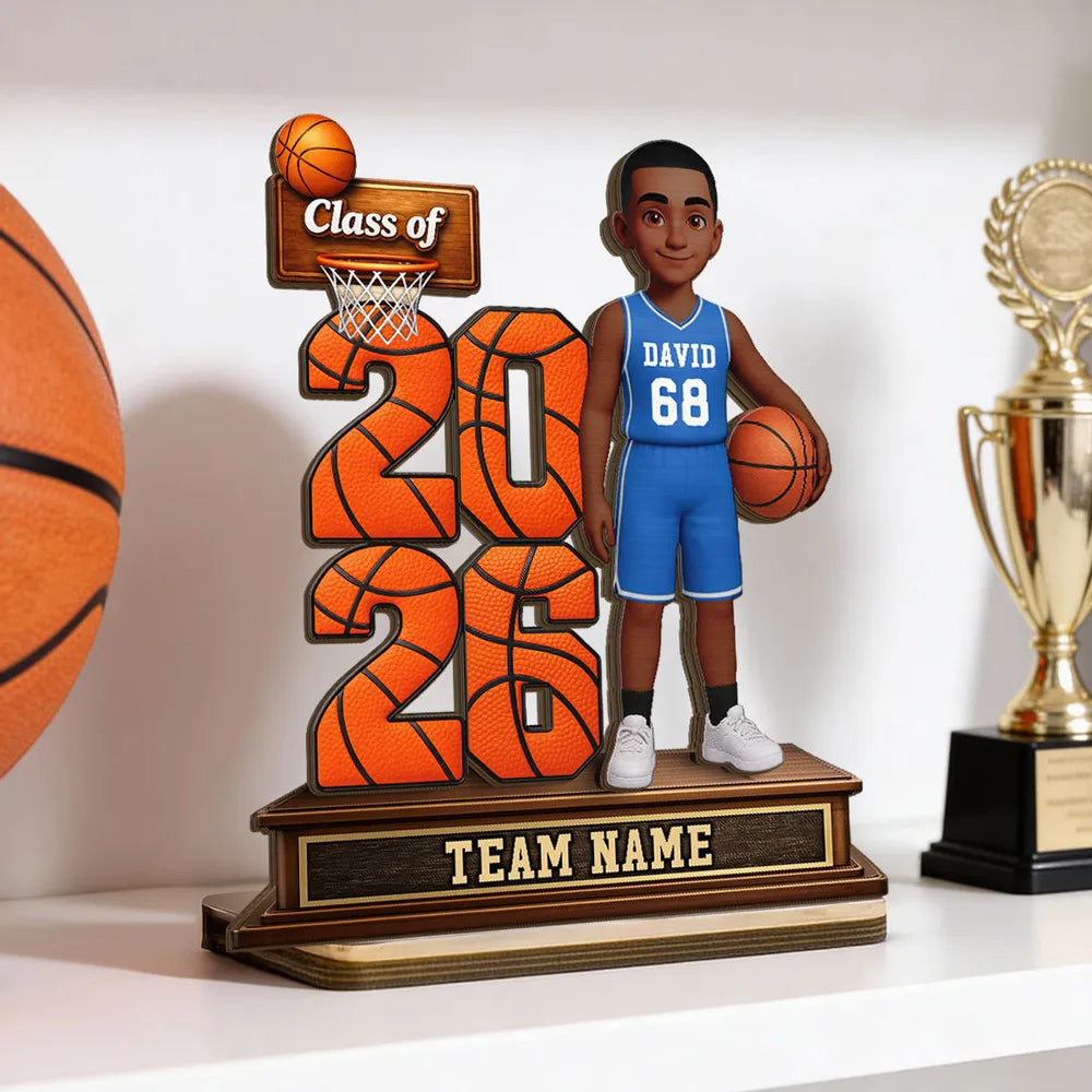 Custom Basketball Senior Keepsake 2-Layer Wooden Plaque, Heartwarming Graduation Gift for Son or Daughter's Big Moment