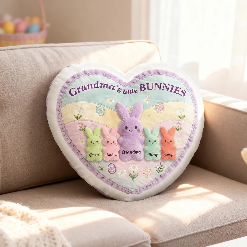 Personalized Shaped Pillow, Grandma's Little Bunnies Easter Decor, Heartwarming Unique Gift for Grandma