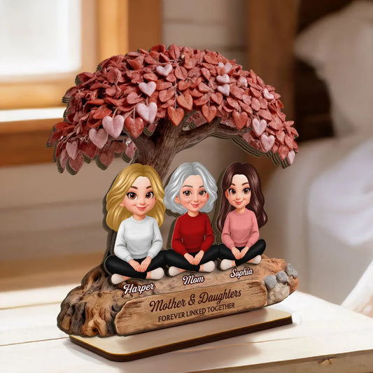 Personalized 2-Layer Wooden Plaque Heart Tree Family Scene for Mom, A Unique Mother's Day Gift With Sentimental Value