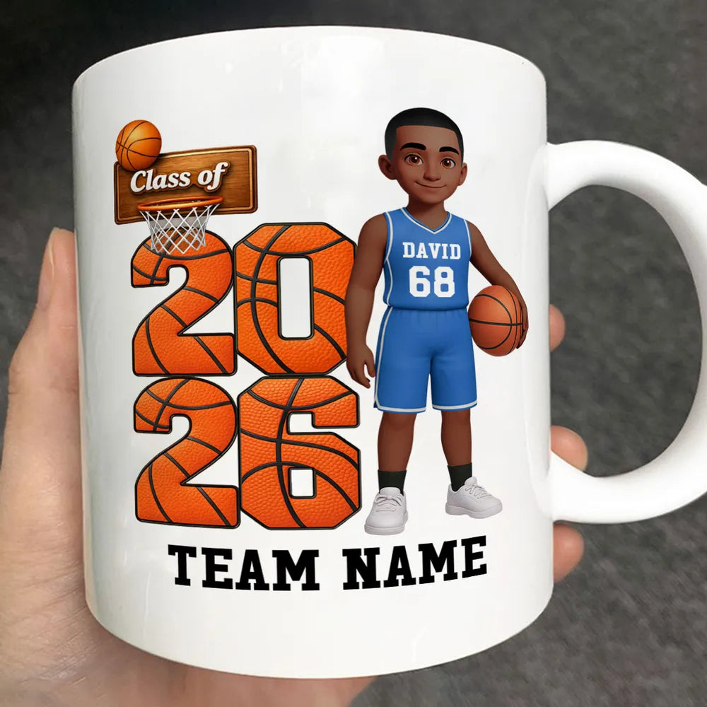 Class of Basketball Two-Tone Mug, Personalized Team Spirit Design - Daily Coffee Keepsake Gift For Son Or Daughter