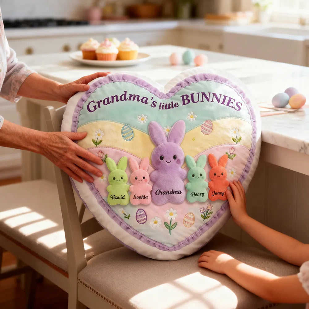 Personalized Shaped Pillow, Grandma's Little Bunnies Easter Decor, Heartwarming Unique Gift for Grandma