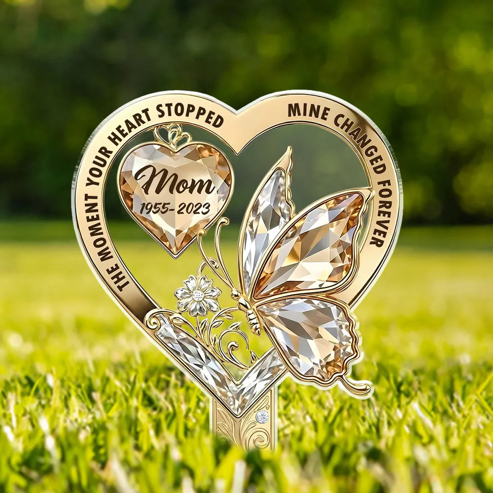 Custom Acrylic Garden Stake with Heart Quote and Butterfly - Unique Remembrance Gift That Keeps Love Close